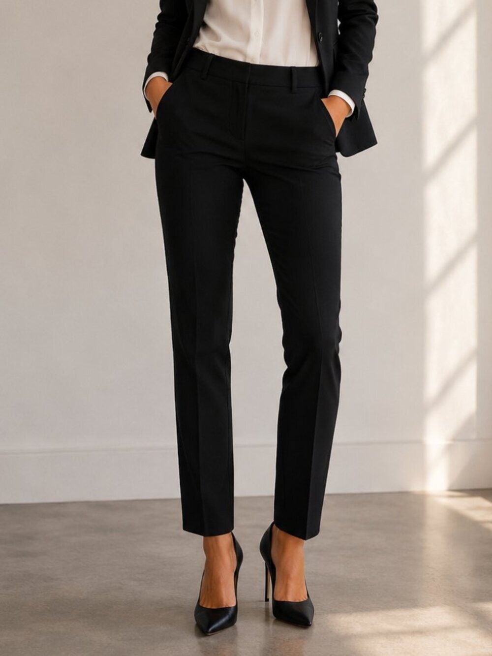New! The Kooples Classic Black Wool Slim Fit Trouser Dress Pants Size 44EU 51947